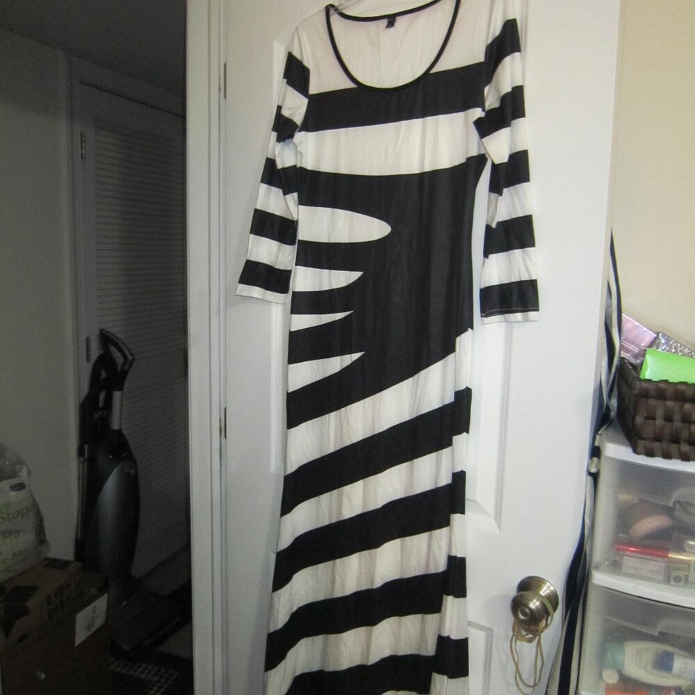 Black and White Striped Maxi Dress